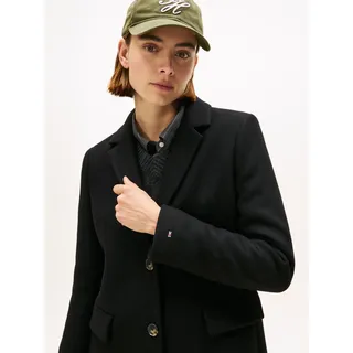 Langmantel TOMMY HILFIGER "CLASSIC SB WOOL REG MAXI COAT", Damen, Gr. 38, schwarz, Web, Obermaterial: 72% Wolle, 25% Polyamid, 3% Kaschmir, unifarben, kniebedeckend, V-Ausschnitt, Mäntel Langmantel, mit Wolle und Kaschmir
