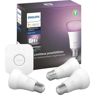 Philips Hue White and Color Ambiance LED Starter Kit 3xE27 + Bridge Bluetooth weiß 0MB