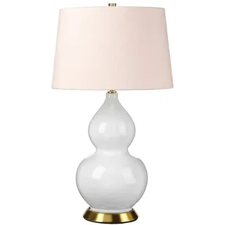 Tischlampe Stoff Keramik 64 cm in Weiß Rosa E27 Tisch Leuchte Schlafzimmer