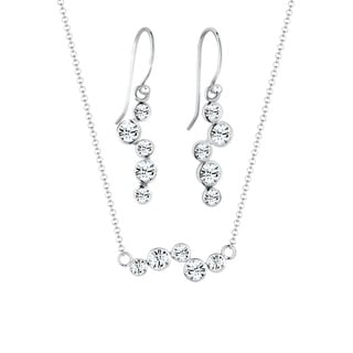 Elli Elli Schmuckset Kristalle Rund (3.tlg) 925 Silber Schmuck-Set Damen