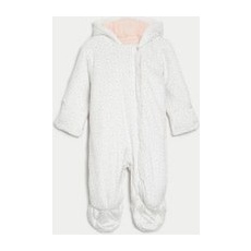 Girls M&S Collection Floral Hooded Pramsuit (7lbs-1 Yrs) - Cream Mix, Cream Mix - 3-6 M