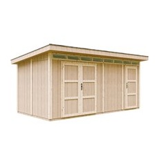 Timbela Holz-Gartenhaus M905C Flachdach Grundiert 530 cm x 279 cm