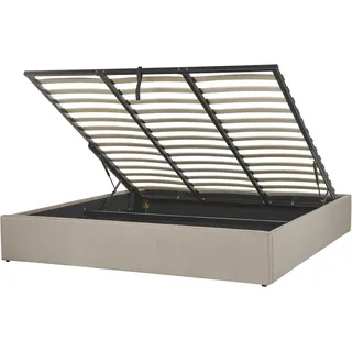 Beliani Polsterbett Hellbraun mit Lattenrost 180x200 cm