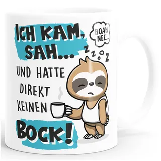 MoonWorks® Kaffee-Tasse Faultier Kein Bock Spruch Arbeit Anti Motivation Bürotasse lustige Kaffeebecher Weiss standard