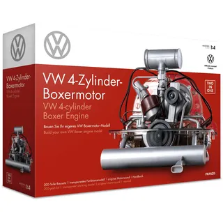 Franzis 67308 – Volkswagen VW 4-Zylinder Boxermotor 2 in 1, originalgetreuer Motorbausatz im Maßstab 1:4, inkl. Soundmodul, Anleitung und 100-seitigem Begleitbuch