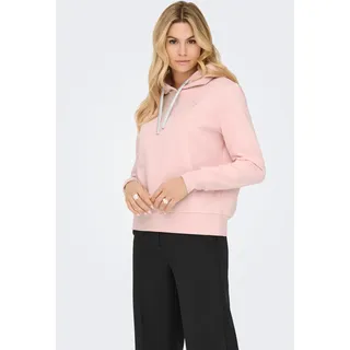 Kapuzensweatshirt ONLY "ONLNOLI L/S HEART HOOD SWT NOOS", Damen, Gr. S, rosy touch detail:silber strings, heart emb, Sweatware, Obermaterial: 60% Baumwolle, 40% Polyester, unifarben, regular fit normal, Rundhals, Rippbündchen, Sweatshirts Kapuzensweatshirt, Baumwollmischung, regular fit