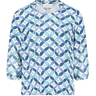 Klassische Bluse CARTOON "Blusenshirt mit Schnürung", Damen, Gr. 36, bunt (blau, grün), Obermaterial: 100% Viskose CV., Blusen Klassische Bluse