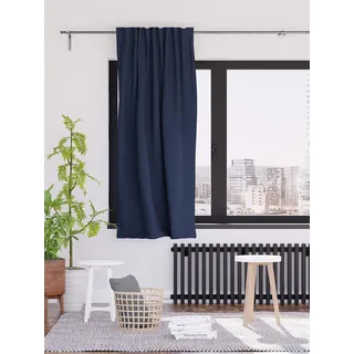 Homing blickdichter Verdunklungsvorhang Uni GardineVorhang Wohnzimmer Schlafzimmer Kinderzimmer Dekostoff, Blau, 1 Stück, H x B: 175 cm x 140 cm, 5492-45, 175 x 140 cm