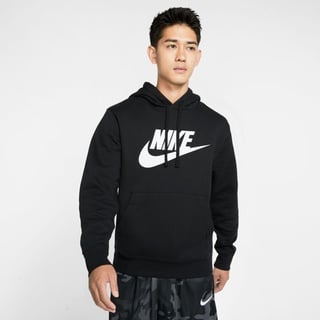 Nike Herren Pullover Hoodie Sportswear Club Fleece, Black/Black/White, XXL