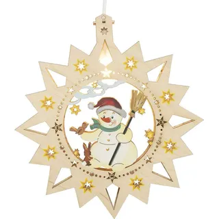 Fensterbild Schneemann, farbig Ø 32cm NEU Fensterdeko Weihnachtsdeko Beleuchtet