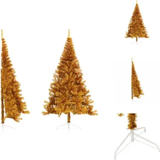 vidaXL Künstlicher Halb-Weihnachtsbaum mit Ständer Gold 240 cm PET - Weihnachtsbäume - Gold