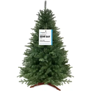 Weihnachtsbaum künstlich 180cm 100% PE Spritzguss - TESTSIEGER - Naturgetreu, dichte Zweige, Künstlicher Weihnachtsbaum mit Holzständer und Aufbewahrungstasche – Tannenbaum künstlich von Pure Living