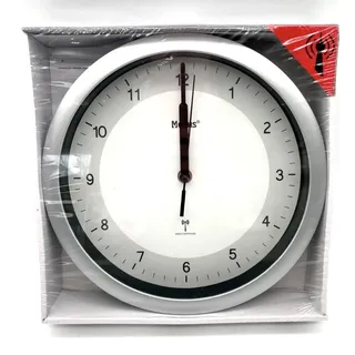 Mebus Funkwanduhr lesbare Ziffern Wanduhr weiß/silber - Weiß, Silber