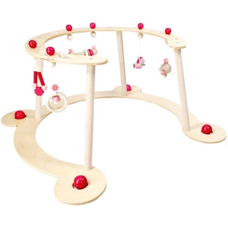 Hess Holzspielzeug 13392 - Lauflerngerät und Spielbogen, Serie Pferdchen, Rosa, Babyspielgerät mit vielen bunten Spielelementen, aus Buchenholz