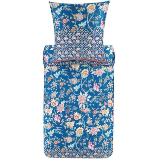 Bassetti Vicenza Bettwäsche + 1 Kissenhülle aus 100% Baumwollsatin in der Farbe Türkis/Petrol B1, Maße: 155x220 + 1 K 80x80 cm - 9325847