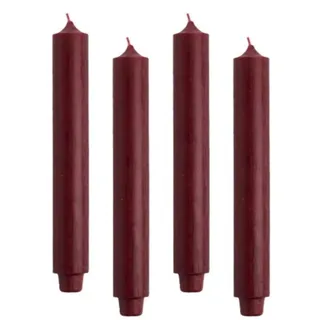 ukiyo 4er Pack Rustikale Stabkerzen H:30 cm Ø:3,2 cm - 21 Stunden Brenndauer - Dicke Kerzen Dinnerkerzen Tafelkerzen Kirchenkerzen, Farbe:Bordeaux