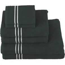 KangaROOS Handtuch Set »Dalia«, (Set, 6 St., 2 Badetücher 70x140 cm-2 Handtücher 50x100 cm-2 Waschlappen 30x30 cm), mit Streifenbordüre, einfarbiges Handtuch-Set aus 100% Baumwolle, grau