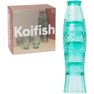 Doiy - Set Glasbecher - Design in Form eines Fisches - Hergestellt aus Glas - Stapelbare Dekorationsgläser - Spülmaschinenfest - Farbe Minze - 8,3x8,3x32,5 cm - 4 Stück