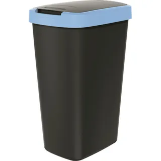 Abfallbehälter 45l mit Deckel KEDEN COMPACTA Q schwarz mit hellblauem Rand - Schwarz, Hellblau