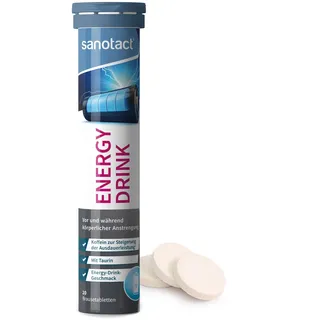 sanotact Energy Drink (20 Brausetabletten) • Taurin + Koffein + B Vitamine • Zucker- & kalorienfrei • zur Steigerung der Ausdauerleistung • Energy-Drink-Geschmack