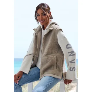 Fleeceweste ELBSAND, Damen, Gr. 38, grau (taupe), Obermaterial: 100% Polyester, unifarben, gerade hüftlang, Westen Fleeceweste, mit seitlichen Reißverschlüssen und hohem Kragen