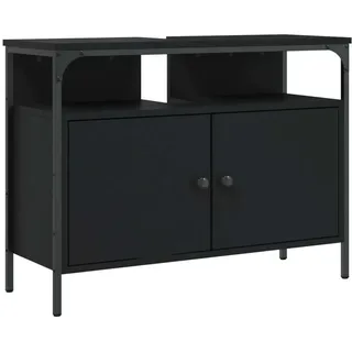 vidaXL Waschbeckenunterschrank Schwarz 80x30x60 cm Holzwerkstoff - Schwarz