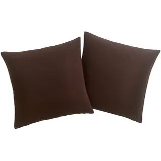 my home Dekokissen »Raja« einfarbig, Kissenhüllen ohne Füllung, 40 x 40 cm, 2er-Set, Mikrofaser, braun