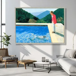 LMYCHENG David Hockney Poster und Drucke mit blauer Wasserreflexion, Poolszene, Leinwandgemälde, moderne figurative Wandkunst, Heimdekoration (70 x 100 cm/Innenrahmen)