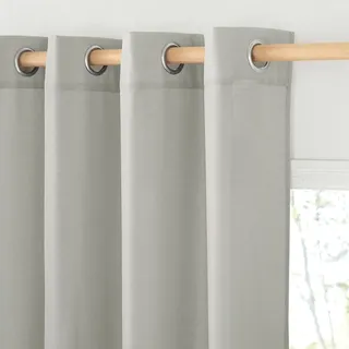 PONY DANCE Schlafzimmer Gardinen Kurz Halbtransparent Vorhang Leinenoptik 2er Set H 160 x B 140 cm Hellgrau, Leinengardine Landhaus Semi-Sheer Linen Curtains for Living Room