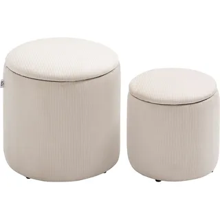 Homcom Sitzhocker Ottomane mit Stauraum Kunststoff 40 x 41 x 40 cm Cremeweiß