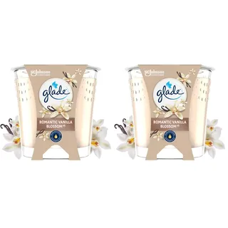 Glade Vegane Duftkerze mit ätherischen Ölen – neue Formel ohne Palmöl – Romantic Vanilla Blossom – 1 Kerze (Packung mit 2)