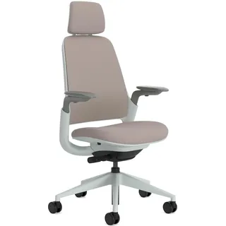 Steelcase Series 1 Ergonomischer Bürostuhl mit LiveBack Lumbalstütze, 4D-Armlehnen, anpassbarer Kopfstütze Gedämpftes Mauve