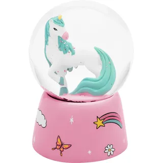 SHEEPWORLD Traumkugel Motiv "Einhorn": Traumkugel mit 3D-Einhornfigur und Glitterschmetterlingen