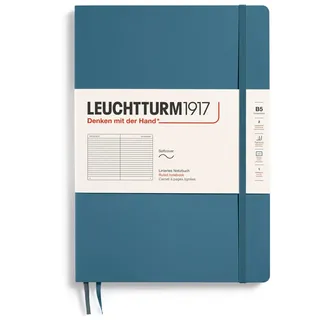 Leuchtturm1917 365638 Notizbuch Composition (B5), Softcover, 123 nummerierte Seiten, Stone Blue, Liniert
