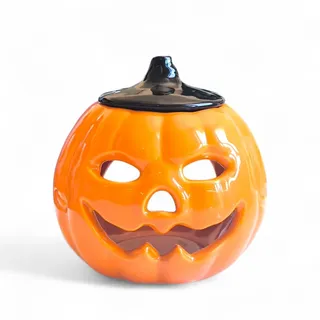 Aromalampe Kürbis Halloween aus Keramik – Für Duftöle, Wachs & Parfüm – 12 cm – Herbstliche Handarbeit & Dekoidee