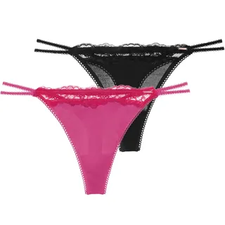 Dorina Tanga »ORIGINS-SHINY MICRO« 2er Pack, mit Spitze, mit Logo, glänzend, bequem, weich, elastisch