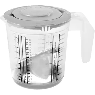 KEEEPER Messkannenset 4 in 1, Mit Spritzschutz und Zitruspresse, Anti-Rutsch-Funktion, 1 l, Matteo, 14 x 14 x 15 cm, Nordic Grey