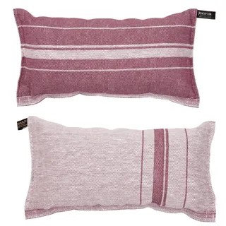 Jokipiin | 1 Saunakissen | Design: Linea | Maße: 40 x 22 cm, Leinen/Baumwolle | schadstofffrei Ökotex 100 | hergestellt in Finnland (plum/weiß)