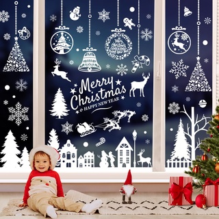 197 Fensterbilder Weihnachten Selbstklebend, Weihnachtsfenster Bilder Weihnachtsdeko Fenster Deko, Weiß Schneeflocken Fenstersticker Weihnachten Weihnachts Fensterbilder, Fensterbild Weihnachten Groß