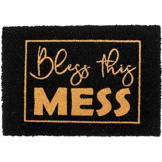 Relaxdays Fußmatte Kokos 60x40cm, Türvorleger Spruch, rutschfest, wetterfest, Fußabstreifer innen & außen, schwarz