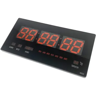 LEOFLA Digitale LED-Wanduhr mit Datumsanzeige und Thermostat, schmal, Datum, Temperatur, variabel, mittel