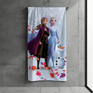 MTOnlinehandel Badetuch, Kinder, 70x140cm, 100% Baumwolle, weiches, saugfähiges Eiskönigin Handtuch, Strandtuch, Anna, ELSA Geschenke für Mädchen