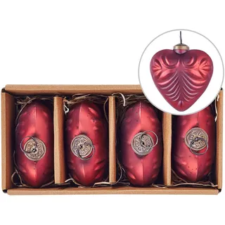 Beliani Weihnachtsbaumkugeln 13 cm Rot Feriable , Glas , 11x13x10 cm , Dekoration, Weihnachtsdekoration, Christbaumschmuck