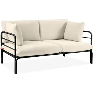 Gartensofa RAMBE 2-Personen mit Kissen, Anthrazit/Cremeweiß - Creme