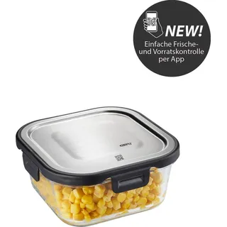 GEFU 12757, Container, Quadratisch, 0,8 l, Schwarz, Transparent, Glas, Kunststoff, Silikon, Edelstahl, 300 °C - Schwarz