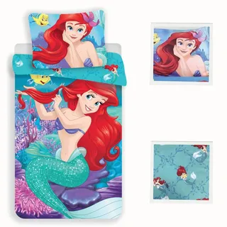 Disney Bettwäsche mit Reißverschluss; Bettbezug und Kissenbezug 70 x 90 cm, Baumwolle,