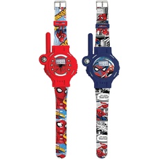 Bild - Spider-Man - Walkie-Talkies Uhr, 2 Stück, Reichweite bis zu 200m, Taschenlampe, Kompass, wiederaufladbar, Blau/Rot - DMWTW1SP