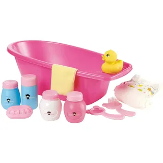 Puppenbadewanne Set mit Gummiente und Badetuch - Rosa
