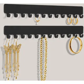 HOTUT Kettenhalter Schmuckaufbewahrung Wand,2 Stück Schmuckaufbewahrung Wand aus Metall,Kettenhalter Kettenaufhänger Ketten Aufbewahrung Hängend Schmuckhalter für Halsketten,Armbänder(Schwarz)