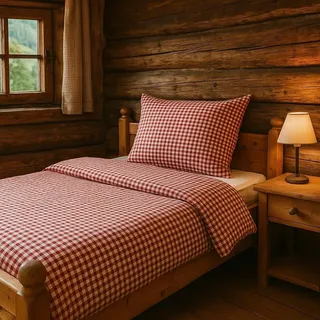 texpot Bettwäsche Landhaus Karo rot kariert Bauern 155 x 220 cm + 80 x 80 cm 5 mm Karo